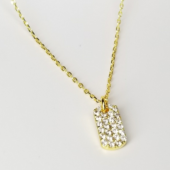 NWT Ultrachic Dainty Dog Tag Pave CZ Necklace - Picture 7 of 10